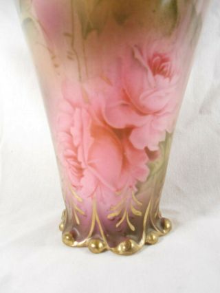 Vintage Royal Vienna China Double Handle Pink Roses urn vase 5