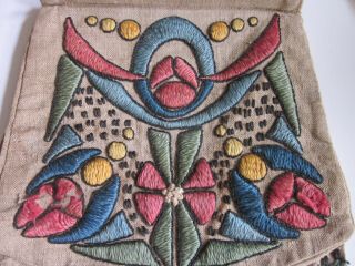Antique Arts & Crafts Movement Hand - Embroidered Purse Mission Era 1900 Handbag 2