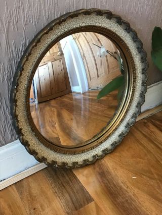 Vintage Retro Gold Gilt Cream Convex Round Wall Atsonea Mirror