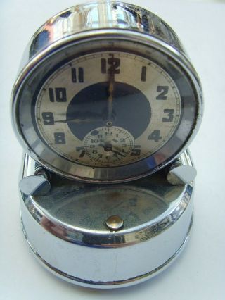 A Vintage Art Deco Geometric Musical Alarm Clock Chrome Metal Desk Top Item