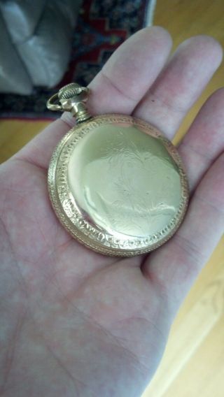 Antique Gold Filled? Waltham Pocket Watch Runs.  piece Roman Numerals NR 4