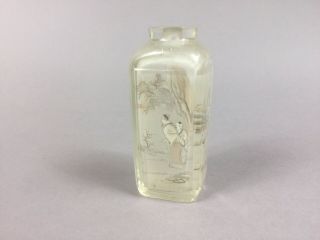 19 Century Chinese - Carved - Rock - Crystal - Snuff - Bottle Hand Painted
