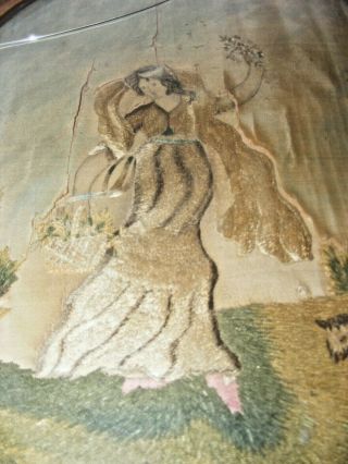 ANTIQUE GEORGIAN 18THC SILK EMBROIDERY PICTURE BO PEEP MARY HAD A LITTLE LAMB 3
