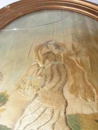 ANTIQUE GEORGIAN 18THC SILK EMBROIDERY PICTURE BO PEEP MARY HAD A LITTLE LAMB 7