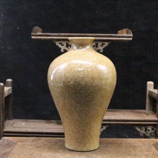 Chinese Old Ge Kiln White Crackle Glaze Porcelain Meiping Vase