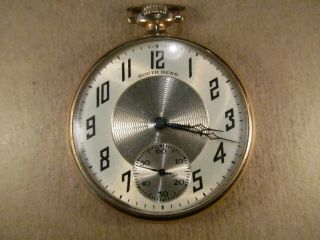 Gorgeous South Bend 429 Pocket Watch,  19j 12s,  14k Gold Fill Of,  Very Clean/runs