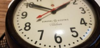 Vintage 30 ' s General Electric GE Telechron Industrial School Wall Clock 1HA1608 4
