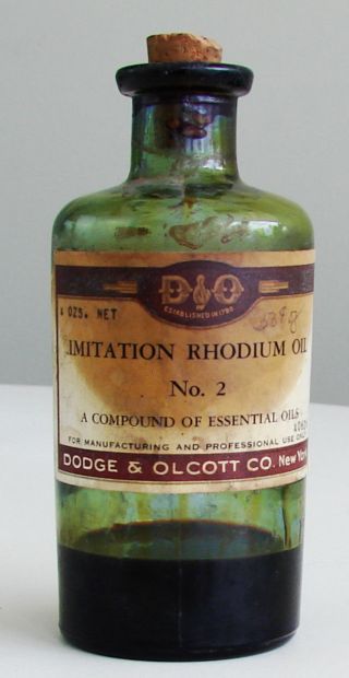 Antique/vtg Drug Store Pharmacy Apothecary Green Glass Bottle Imitation Rhodium