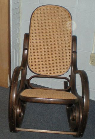 Antique Bentwood Cane Seat & Back Rocking Chair