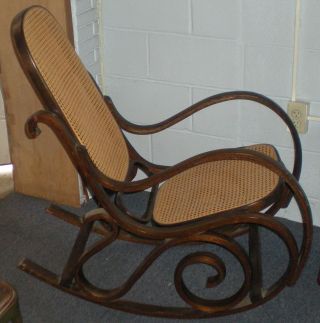 ANTIQUE BENTWOOD CANE SEAT & BACK ROCKING CHAIR 2