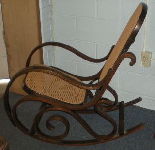 ANTIQUE BENTWOOD CANE SEAT & BACK ROCKING CHAIR 3