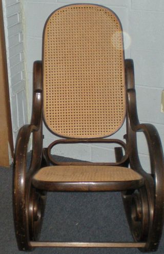 ANTIQUE BENTWOOD CANE SEAT & BACK ROCKING CHAIR 5