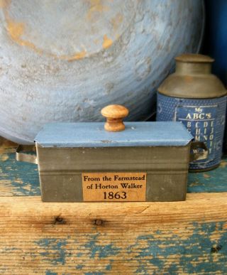 Small Early Antique Tin Box From The Farmstead Of Horton Walker