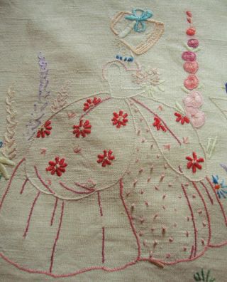 Vintage Art Deco Crinoline Lady Southern Belle Floral Embroidered Cushion Covers 6