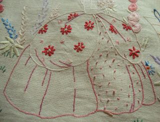Vintage Art Deco Crinoline Lady Southern Belle Floral Embroidered Cushion Covers 7