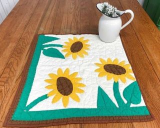 Summer Tuscany Vintage Sunflower Applique Table Quilt 23 X 21 Webster Inspired