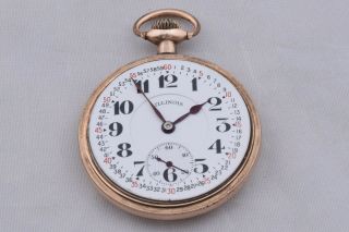 Vintage Illinois Pocket Watch Gold Plated Great Northern Special 21 - Jewels RUNS 12