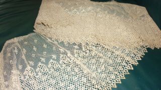 Antique Net Lace Yardage Taupe Color 8 " Wide By 79 " Long