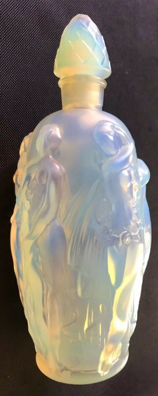 RARE ANTIQUE 1920 SIGNED SABINO OPALESCENT CRYSTAL PERFUME BOTTLE “GAITE 