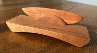 Cherry Wood Butter Dish And Spreader Modern Signed Jsc