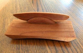 Cherry Wood Butter Dish and Spreader Modern Signed JSC 2
