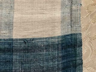 18th CENTURY FRENCH PURE LINEN INDIGO VICHY CHECK 359 8