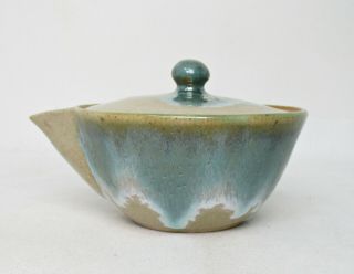 G593: Japanese SENCHA teapot and teacups of AGANO potery by Kazan Kozuru w/box 2