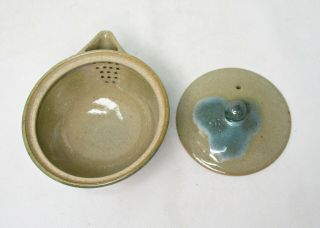 G593: Japanese SENCHA teapot and teacups of AGANO potery by Kazan Kozuru w/box 3