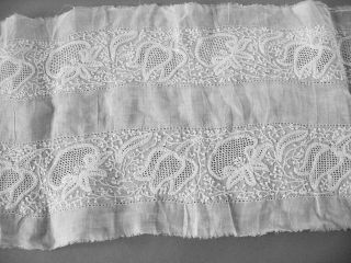 Length Of Antique Fabric Circa 1840 Whitework Embroidery 43 " X 8 "