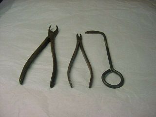 3 Antique Doctors Dentist Tools
