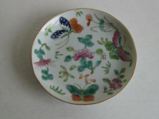 Fine Old Chinese Porcelain Hand Painted Enameled Butterfly Plate Bowl Signed 2