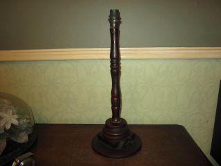 An Old Turned Wooden Switched Table Lamp Base