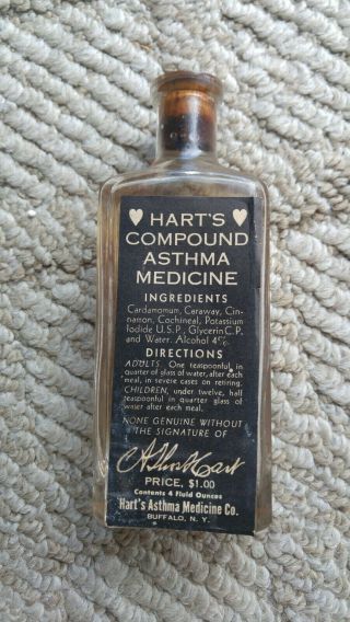 Antique/vtg Apothecary Bottle Hart 