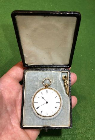 Rare Antique 1800’s Patek Phillippe 18k Gold Pocket Watch W/ Case & Key