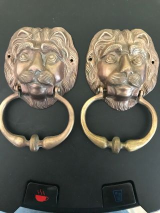 Big Antique Vintage Style Brass Lion Head Door Knocker,  Towel Ring