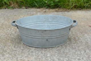 Vintage Old Metal Galvanized Round Bath Washing Tub Bowl 40 Cm Dog Wash