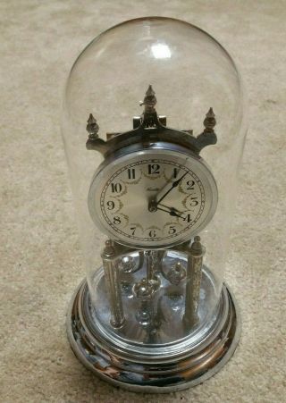 Kundo Kieninger Silver Anniversary Glass Dome Clock 400 Day Germany Parts As - Is