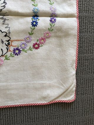 Gorgeous Vintage Hand Made Embroidered Kitten Cat Pillow/Cusion Cover Linen 4