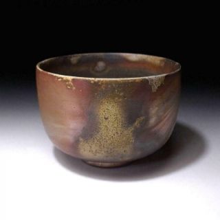 ZO4 Vintage Japanese Pottery Tea Bowl,  Bizen ware by Famous Potter,  Hosei Yoneda 2