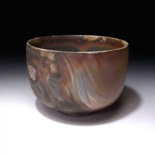 ZO4 Vintage Japanese Pottery Tea Bowl,  Bizen ware by Famous Potter,  Hosei Yoneda 5