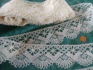 2.  5 " Wide French Antique Lace Trim Bobbin 5 Yards Scalloped Edging