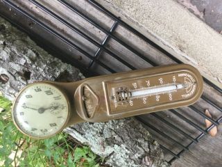 Vintage Honeywell Clock Thermostat Thermometer Minneapolis Regulator