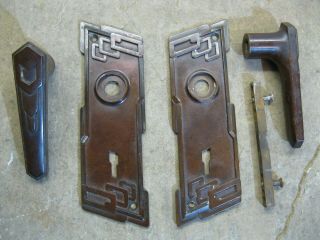 Pair Reclaimed Art Deco 1930`s Walnut Brown Bakelite Door Handles PD23 3