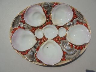 Unusual Old Antique C.  T.  Altwasser Silesia Porcelain Oyster Plate 10 7/8 "