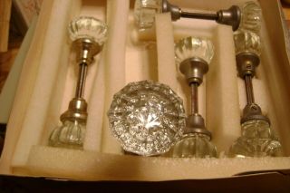 Glass door knobs vintage 12 point clear glass 5 total 3