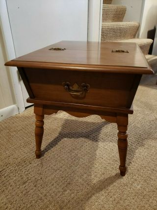 VINTAGE HEYWOOD WAKEFIELD MAPLE DOUGH BOX,  END TABLE 2