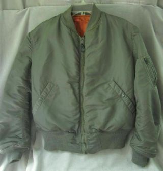 Vtg 1966 Ma - 1 Flight Bomber Jacket Military Air Force Mens M Alpha Industries