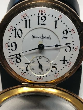 ILLINOIS C & O SPECIAL 18S,  17J POCKET WATCH IN OPEN FACE HINGED CASE 2