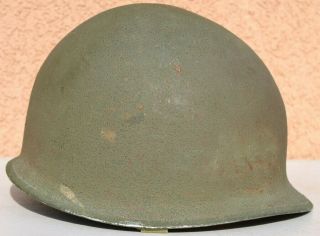 US M1 FIXED BALES HELMET WWII VINTAGE U.  S.  ARMY PAINTED LAUNDRY NUMBER 4