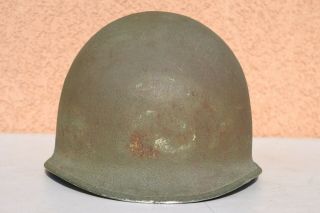 US M1 FIXED BALES HELMET WWII VINTAGE U.  S.  ARMY PAINTED LAUNDRY NUMBER 7